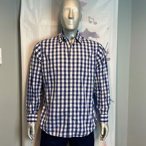 Banana Republic 100% Cotton Blue White plaid Size L